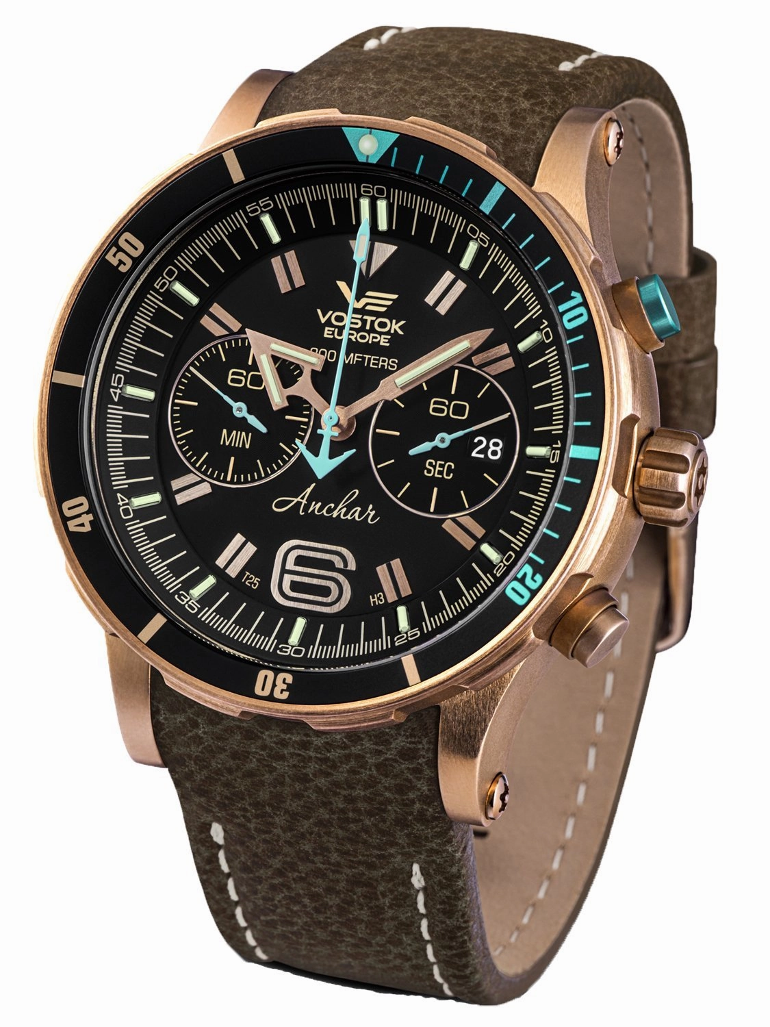 Vostok-Europe ANCHAR Bronze Chronograph - Mens Diving Watch 6S21-510O585 Sports Watch for Men/Women Budget Sports Watch Luxury Sports Watch