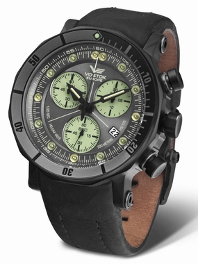 Vostok-Europe LUNOKHOD 2 GRAND CHRONO Mens Black Green Watch 6S30/6204212 Sports Watch for Men/Women Budget Sports Watch Luxury Sports Watch