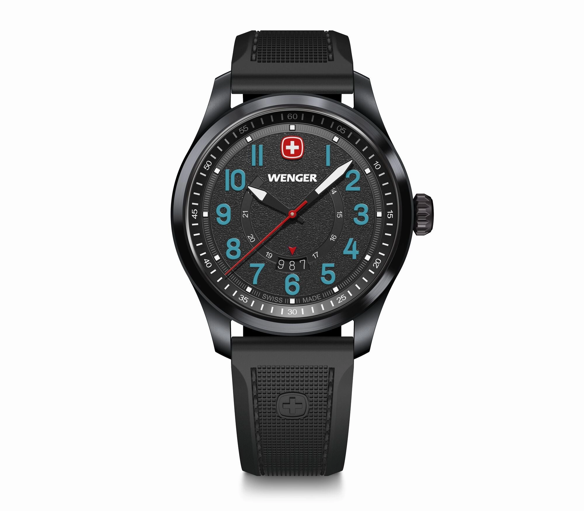 Wenger Terragraph 43 mm Black Dial Black Silicone Watch 01.0541.127 
