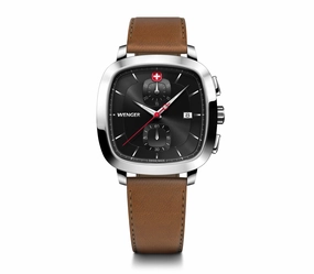 Wenger Vintage Classic Chrono 39.5mm Black Dial Leather Watch 01.1933.102 
