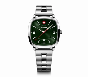 Wenger Vintage Sport 37mm Green Dial Stainless Steel Watch 01.1921.111 