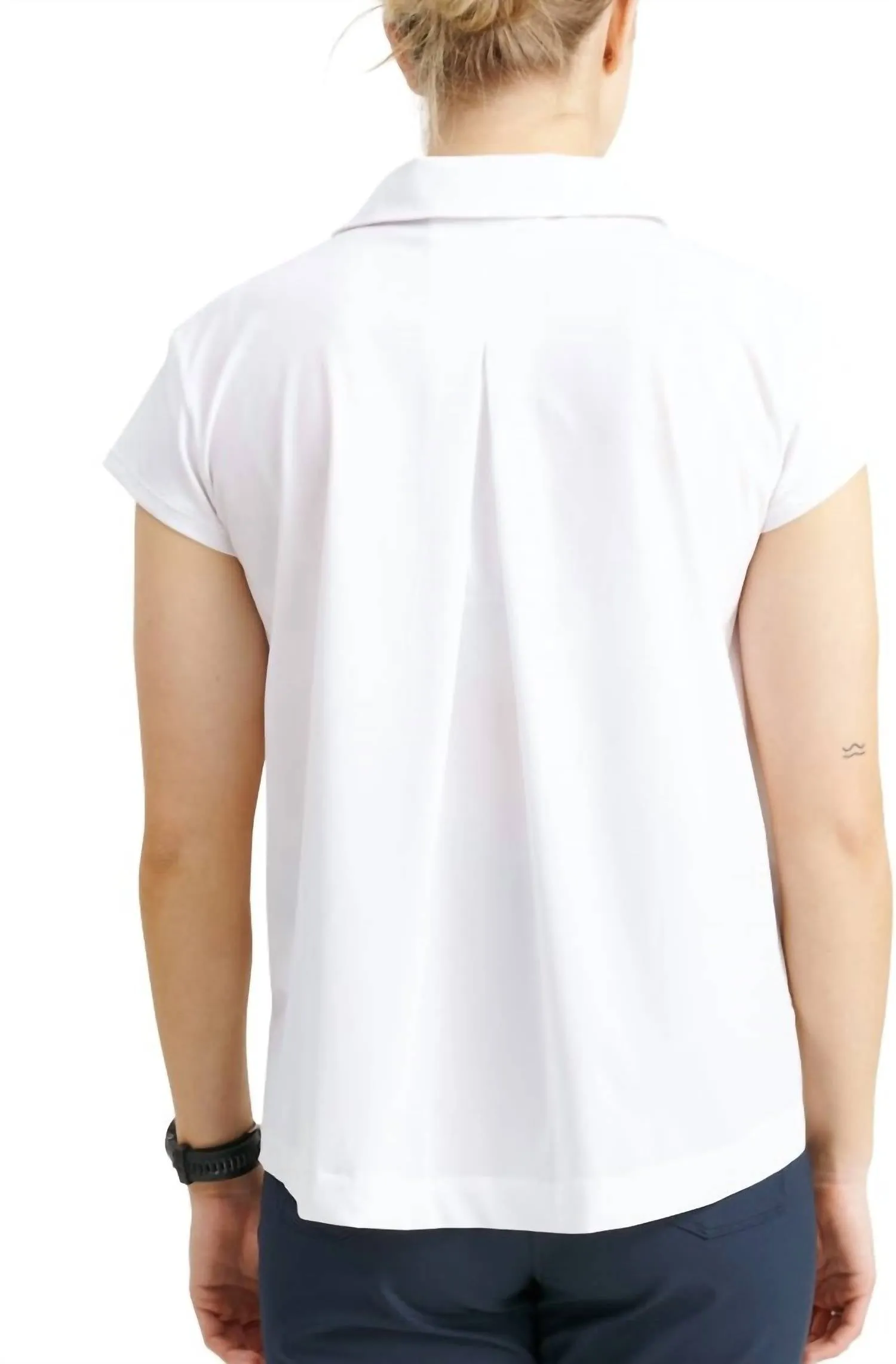 Women Becky Cupsleeve Loosefit Polo In White