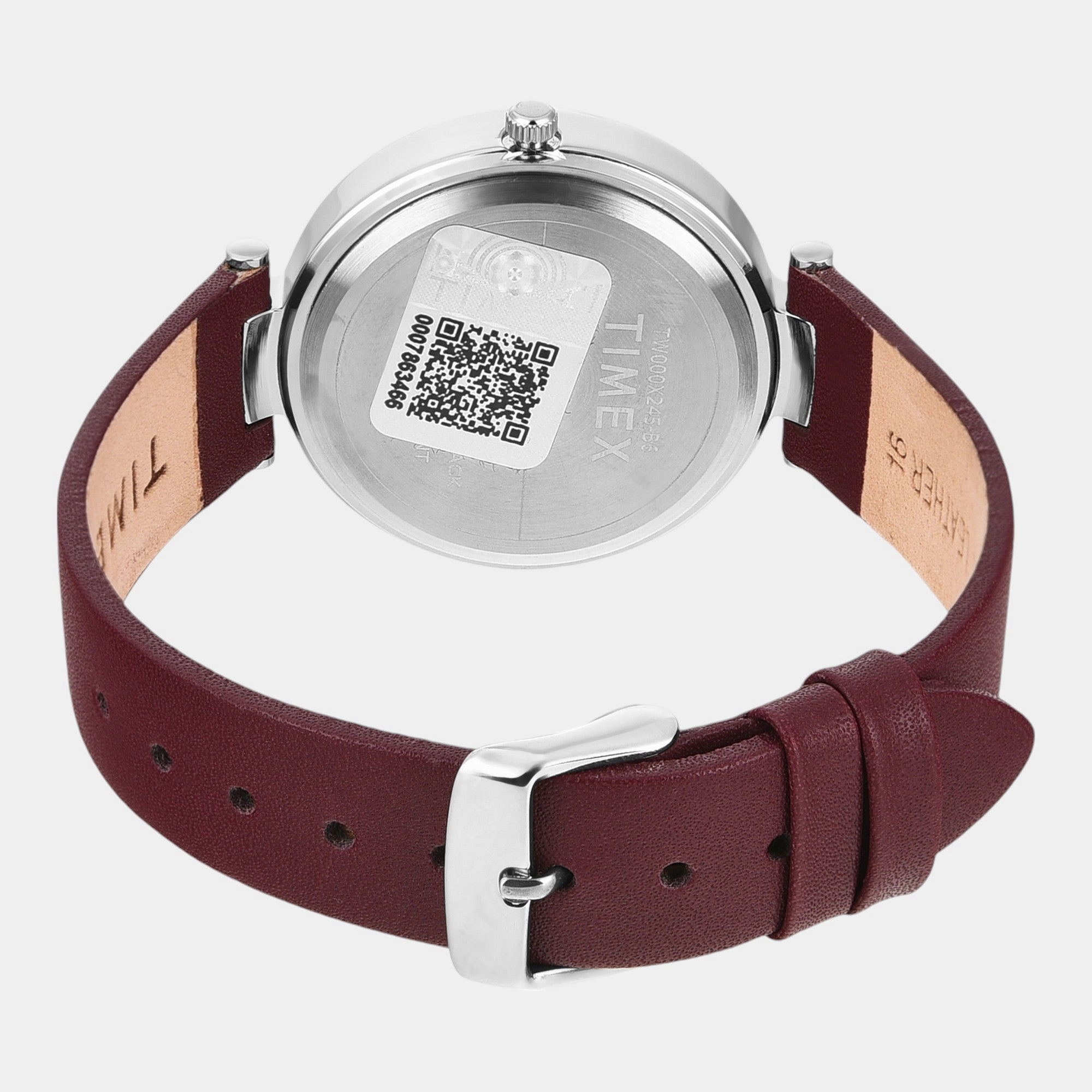 Women Quartz Burgundy Dial Analog Leather Watch TW000X245