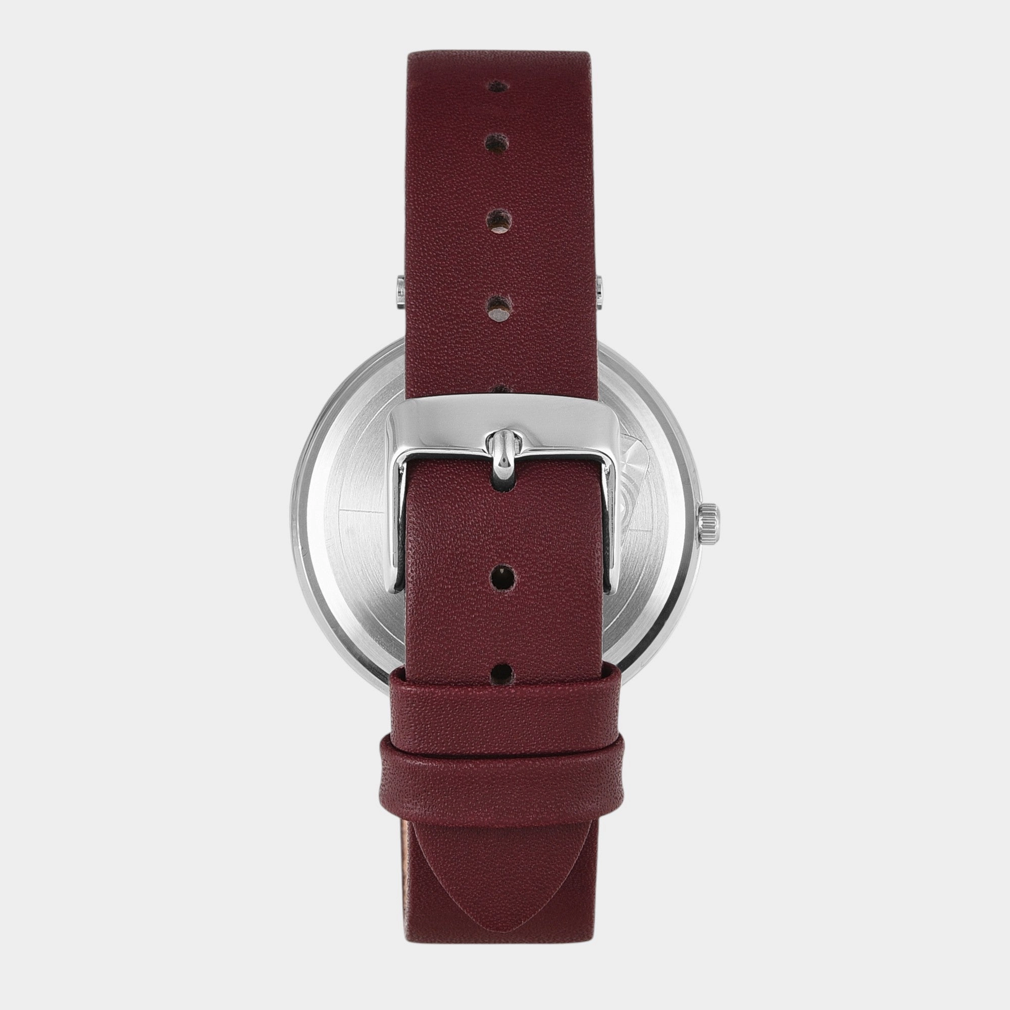 Women Quartz Burgundy Dial Analog Leather Watch TW000X245