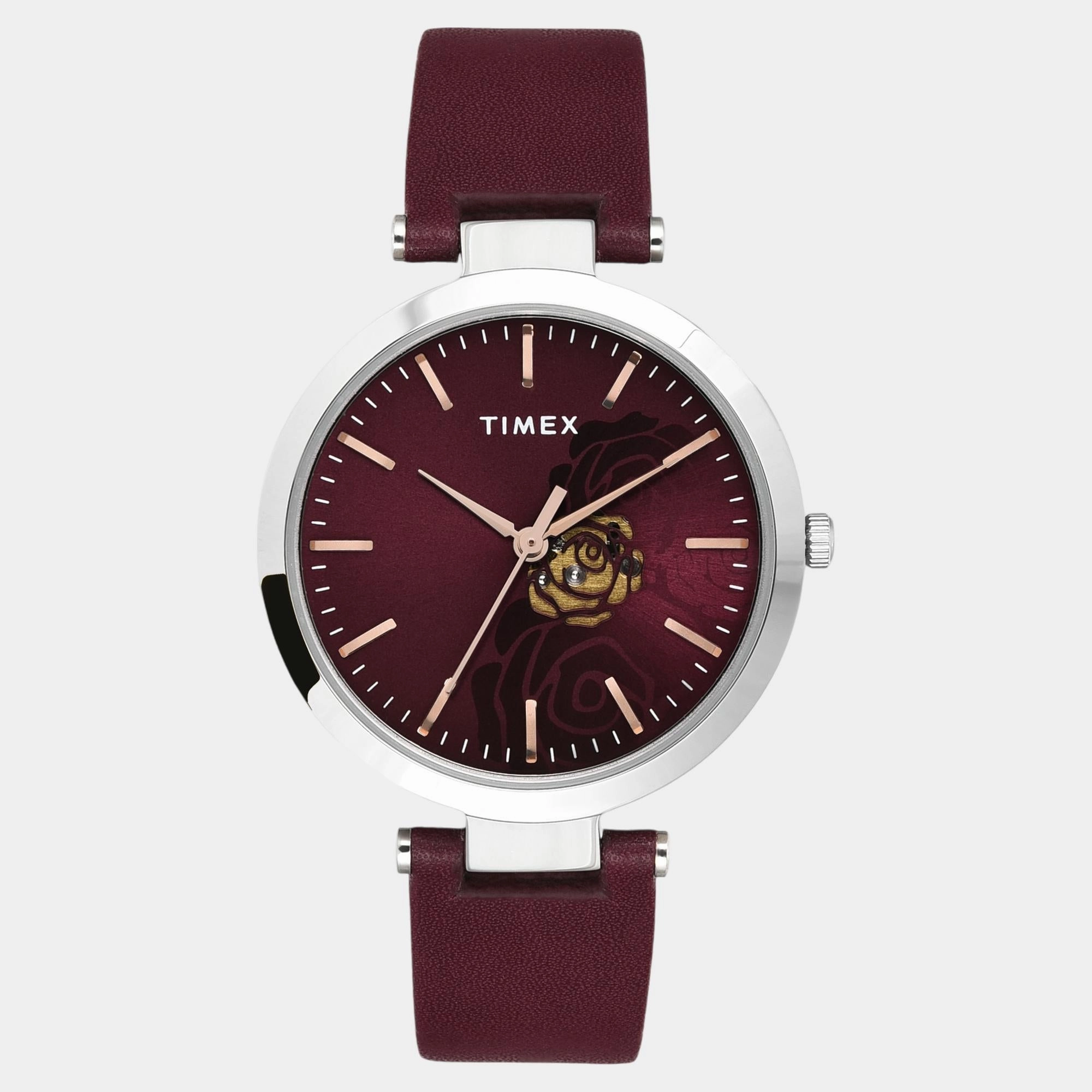 Women Quartz Burgundy Dial Analog Leather Watch TW000X245 women watches best women watches affordable women's watches branded women watches