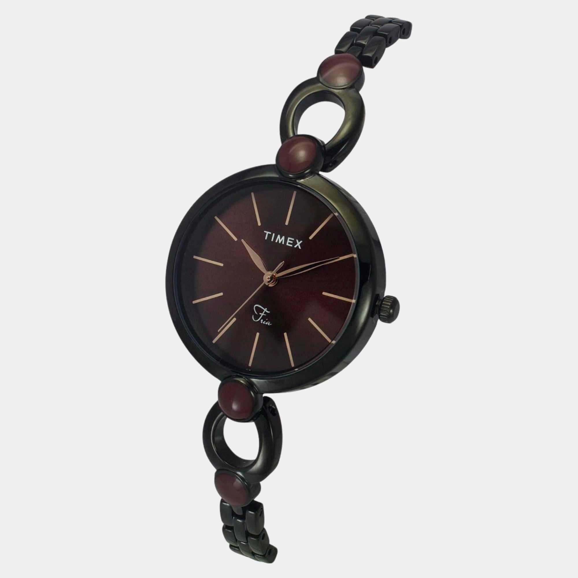 Women Quartz Maroon Dial Analog Brass Watch TWEL18107