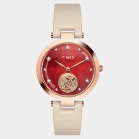Women Quartz Orange Dial Analog Leather Watch TWEL19201 women watches best women watches affordable women's watches branded women watches