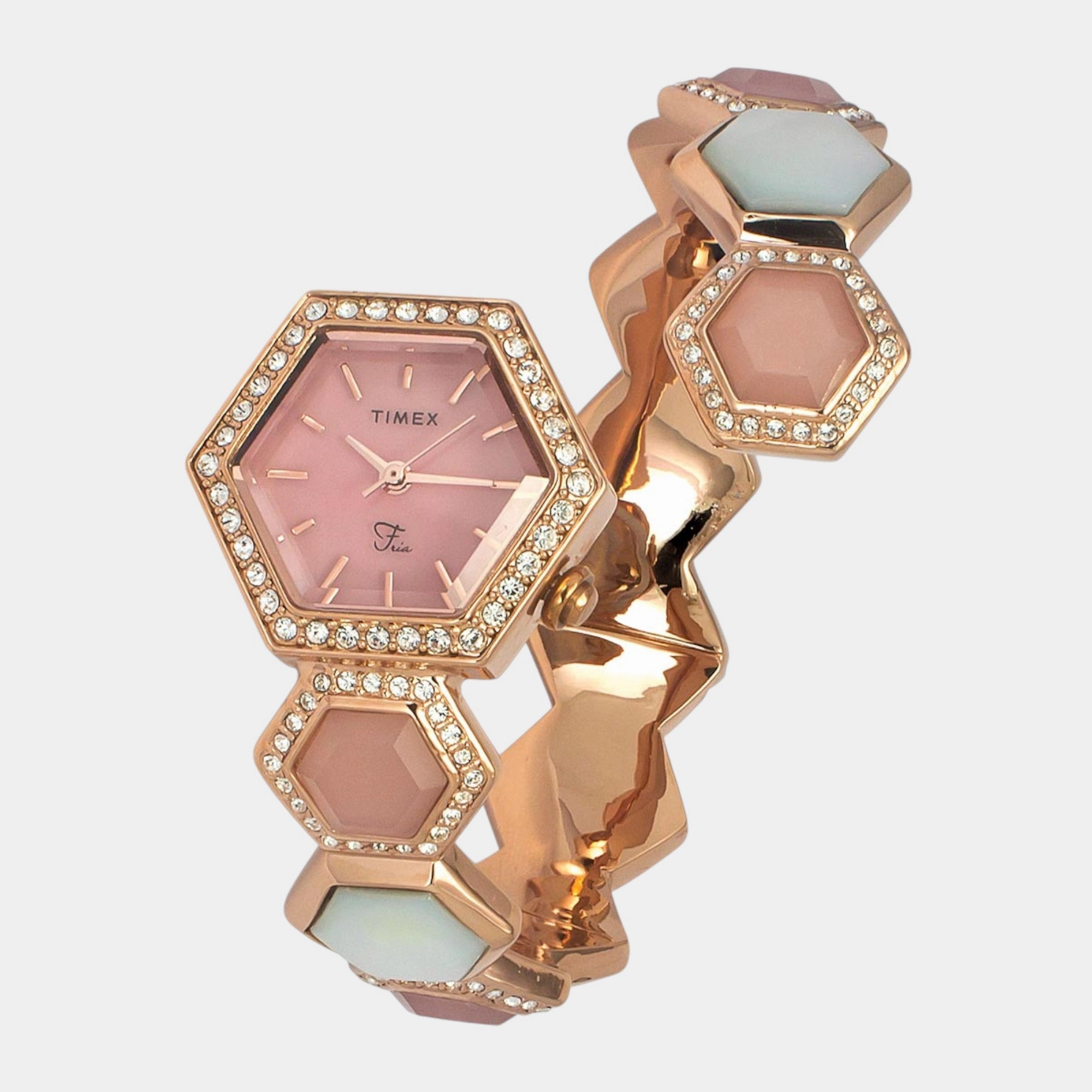 Women Quartz Pink Dial Analog Brass Watch TWEL17903
