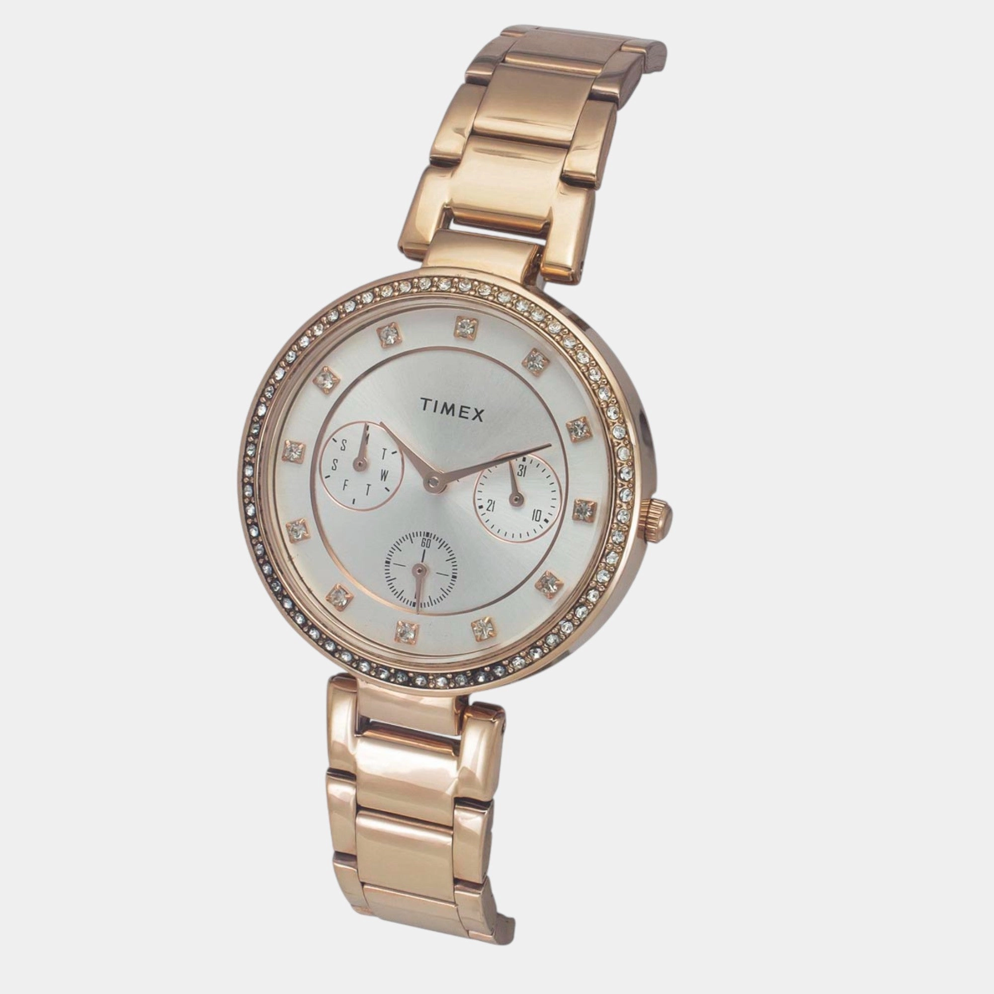 Women Quartz Silver Dial Multi-Function Stainless Steel Watch TWEL18702