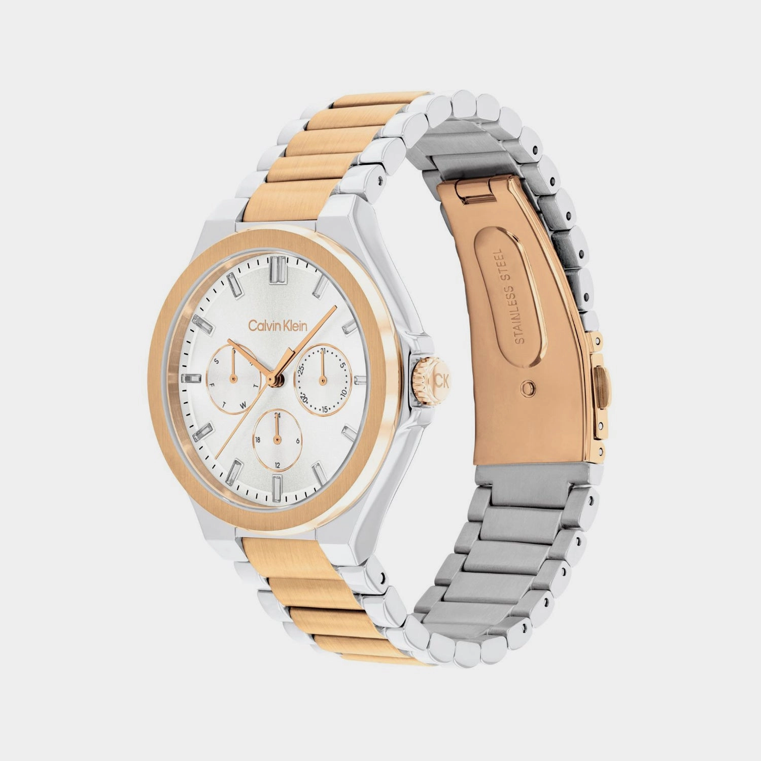 Women Quartz White Dial Multi-Function Stainless Steel Watch 25100052
