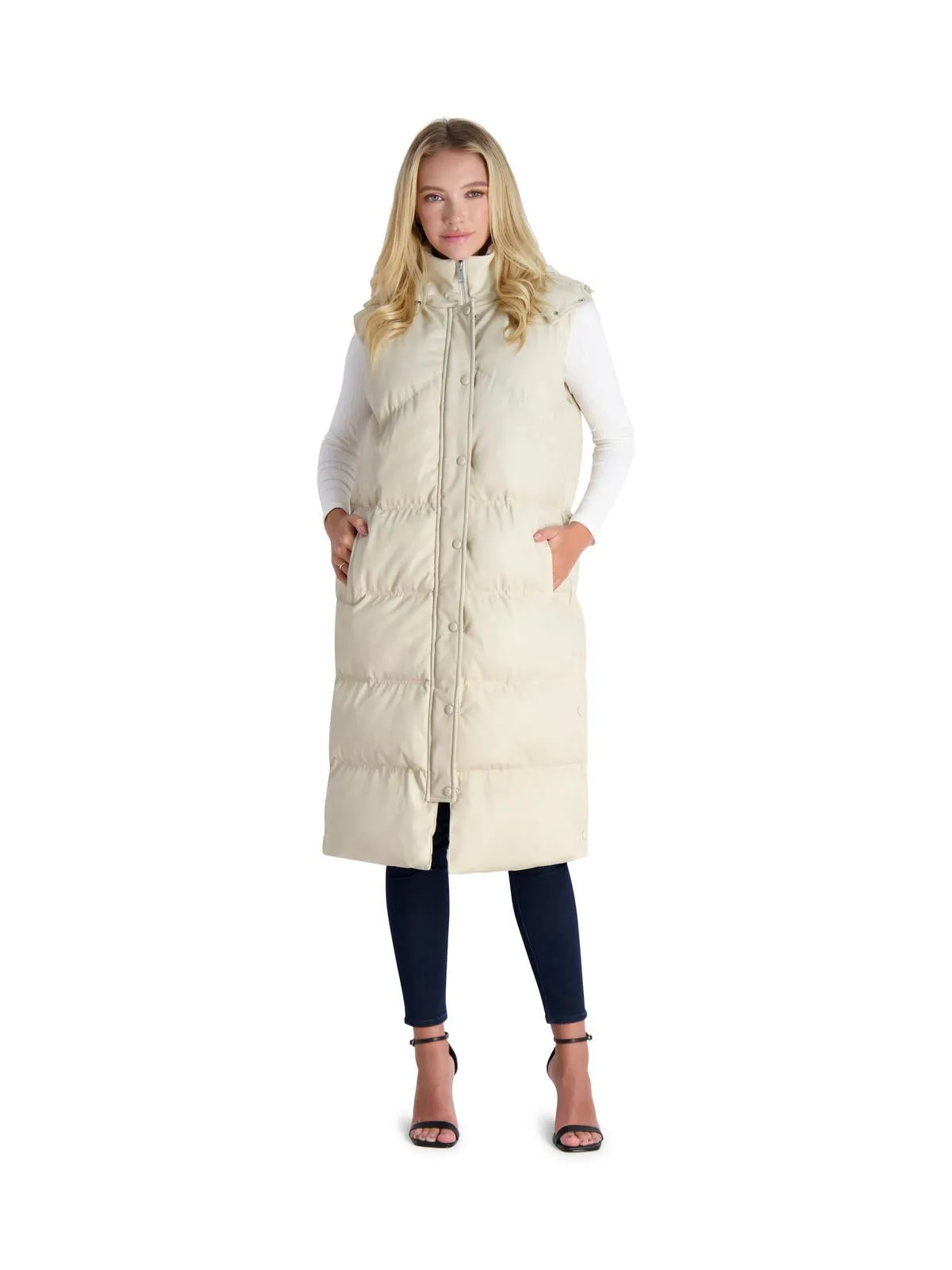 Womens Faux Leather Longline Vest