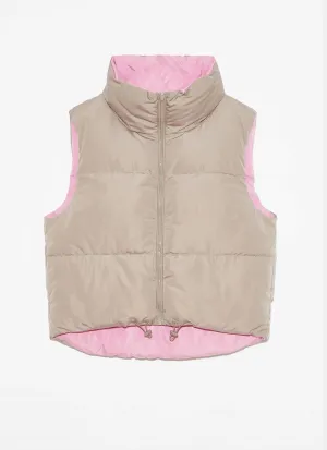 Women's Kiki Reversible Puffer Vest In Primi Pink/mink