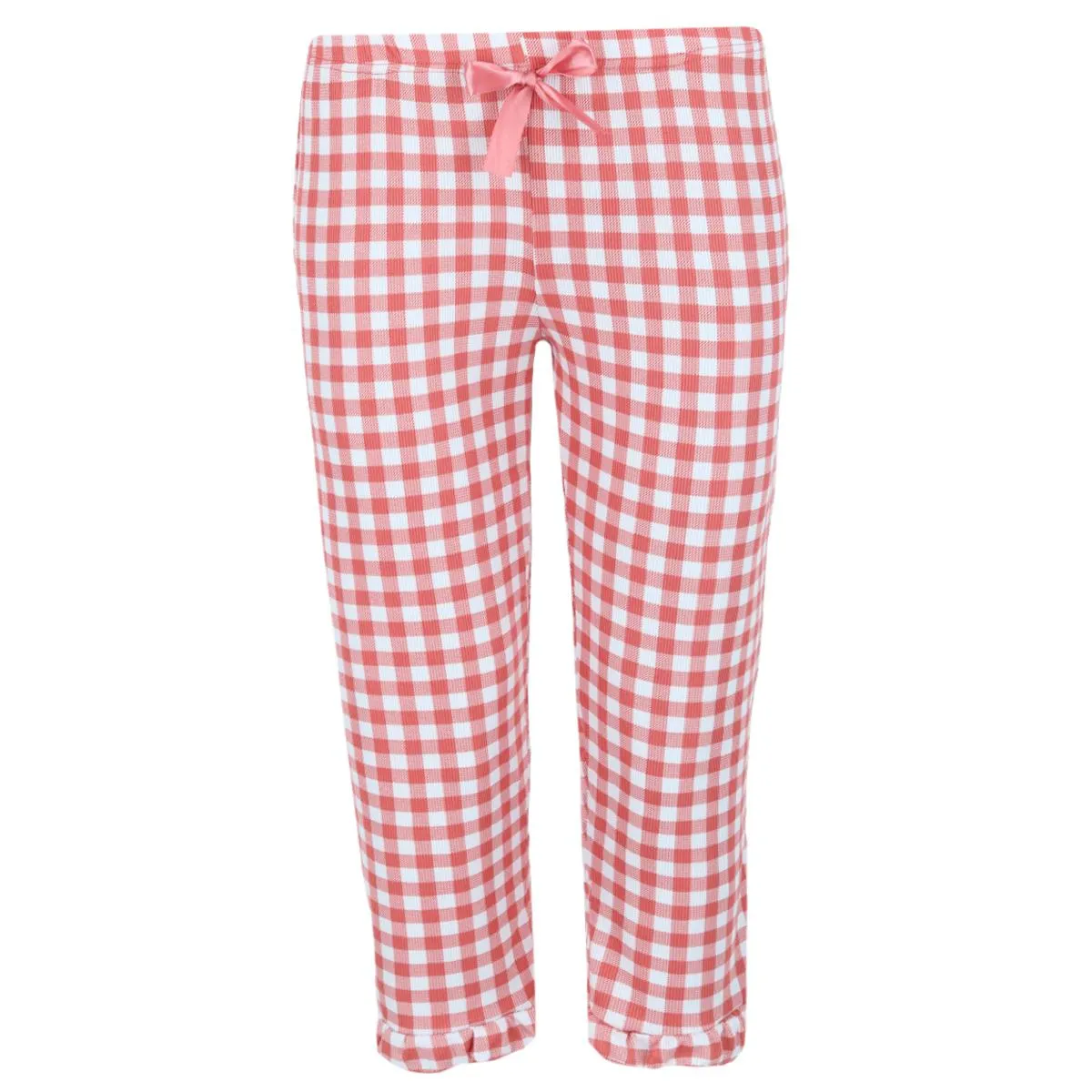 Women's Peach Tank and Gingham Plaid Capri Set