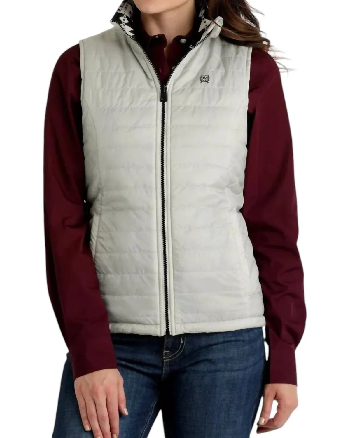 Women's Reversible Quilted Vest In Multi