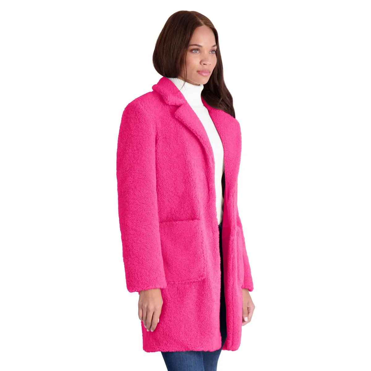 Womens Teddy Faux Shearling Faux Fur Coat