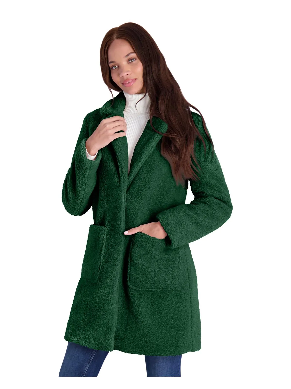 Womens Teddy Faux Shearling Faux Fur Coat
