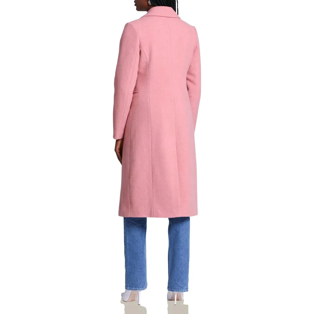 Womens Wool Blend Double-Breasted Wool Coat