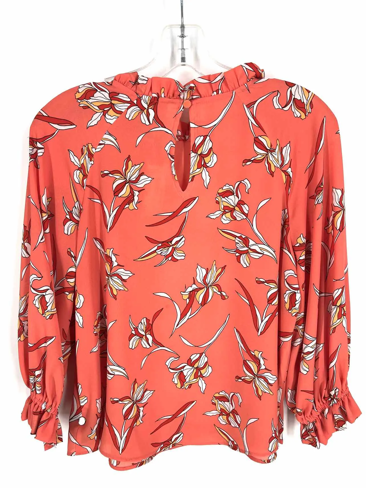 Worthington Size S Pet Orange/White Floral Tops Top-3/4 Sleeve