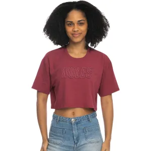 ZooZatz Women's Noles Short Sleeve Boxy Crop T-shirt - Garnet ZooZatz Clothing Women