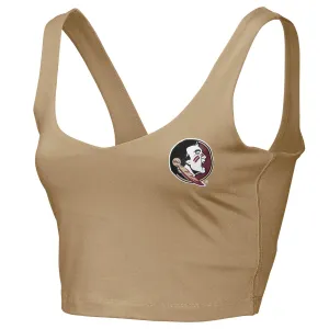 Zoozatz Women's Seminole Logo V-neck Crop Tank - Gold ZooZatz Clothing Women