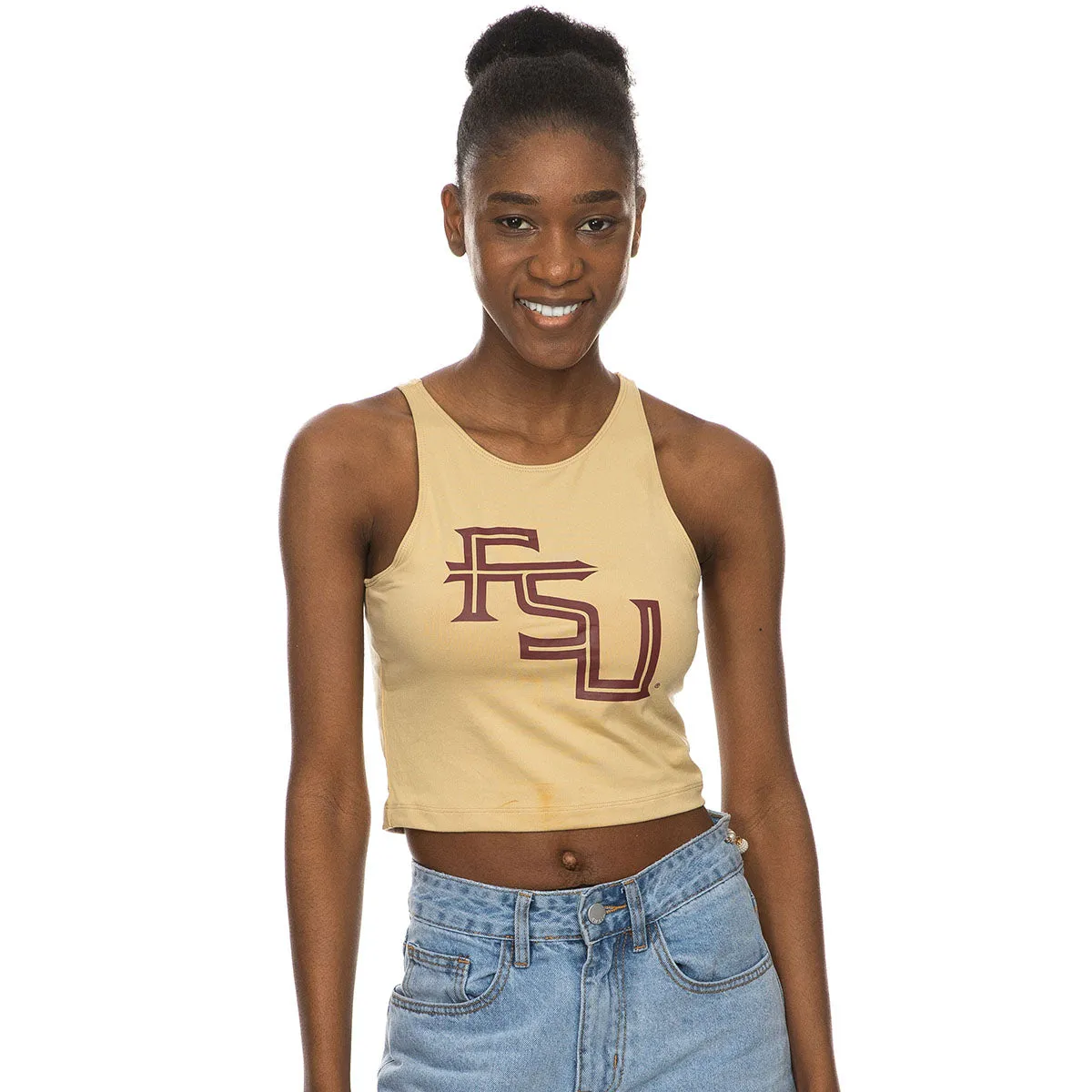 ZooZatz's Women's Stacked FSU Crop Tank - Gold ZooZatz Clothing Women